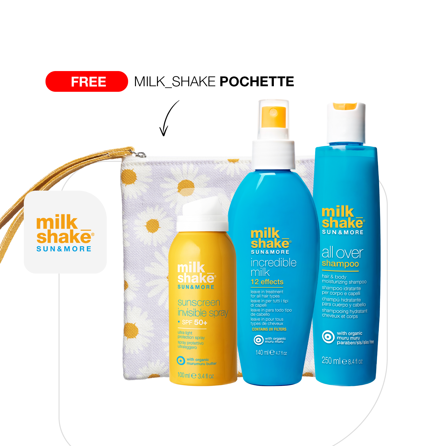 Sun-Ready Hair & Skin Kit + milk_shake® Travel Pouch Free