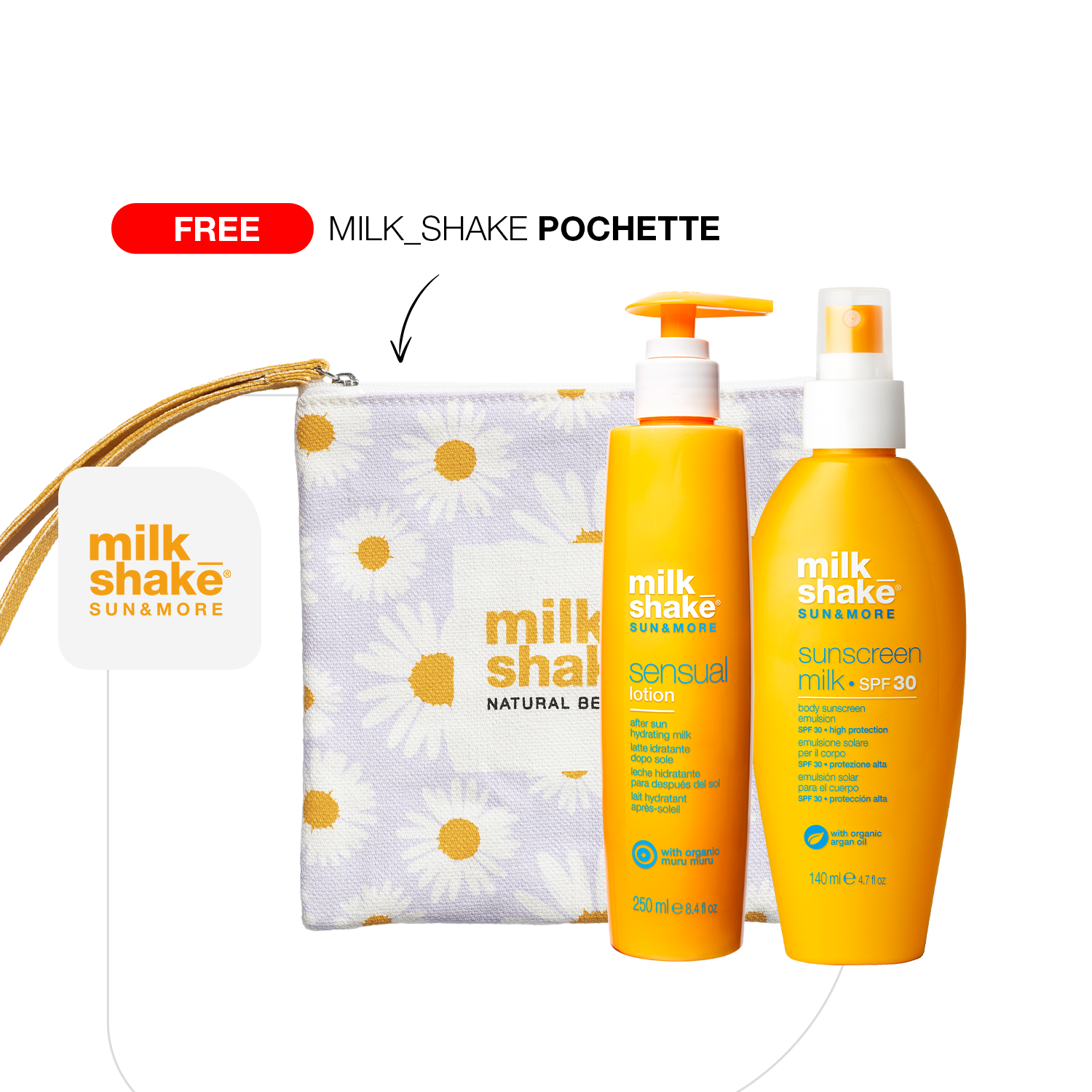 Sun Care Essentials + milk_shake® Travel Pouch Free